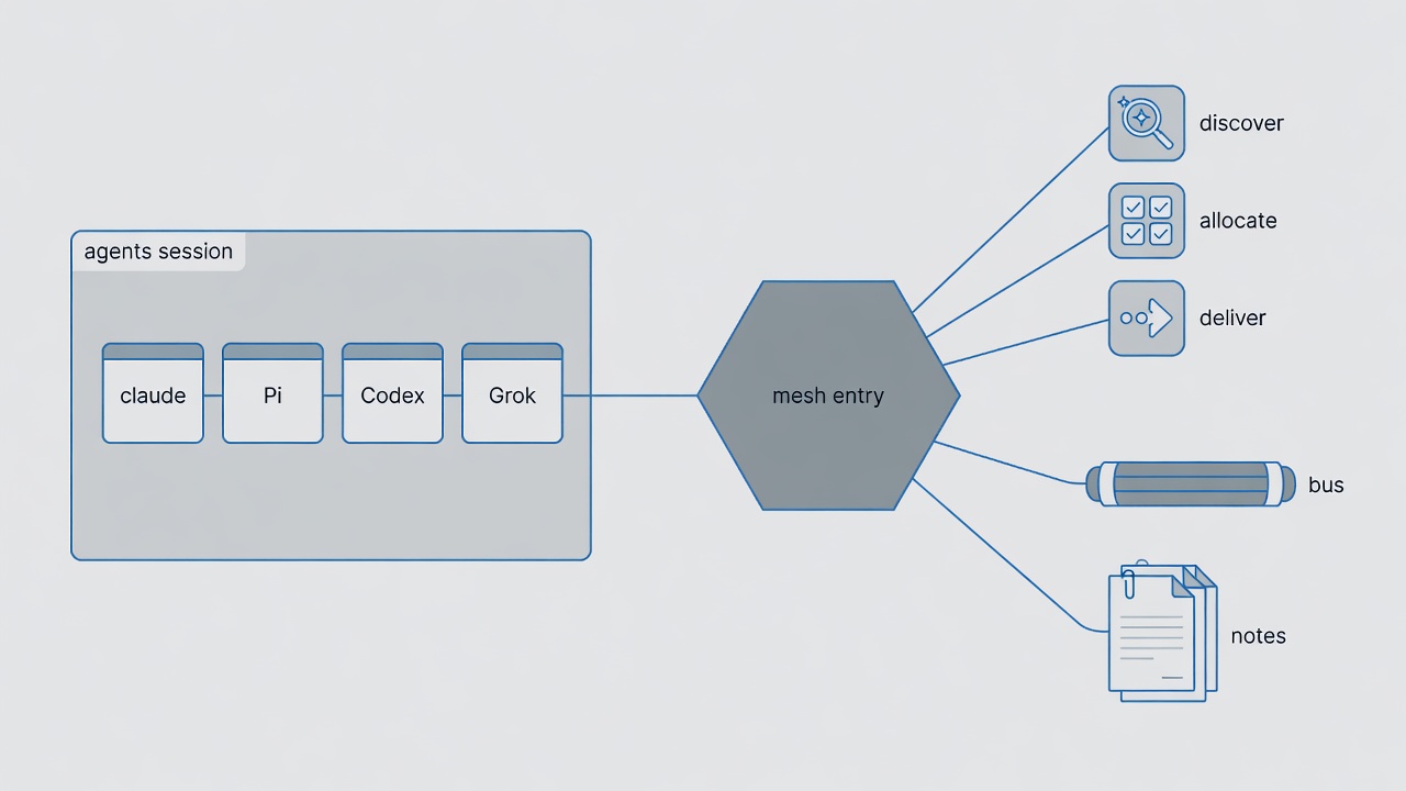 agents session topology: entry point handles discovery, capacity, and delivery