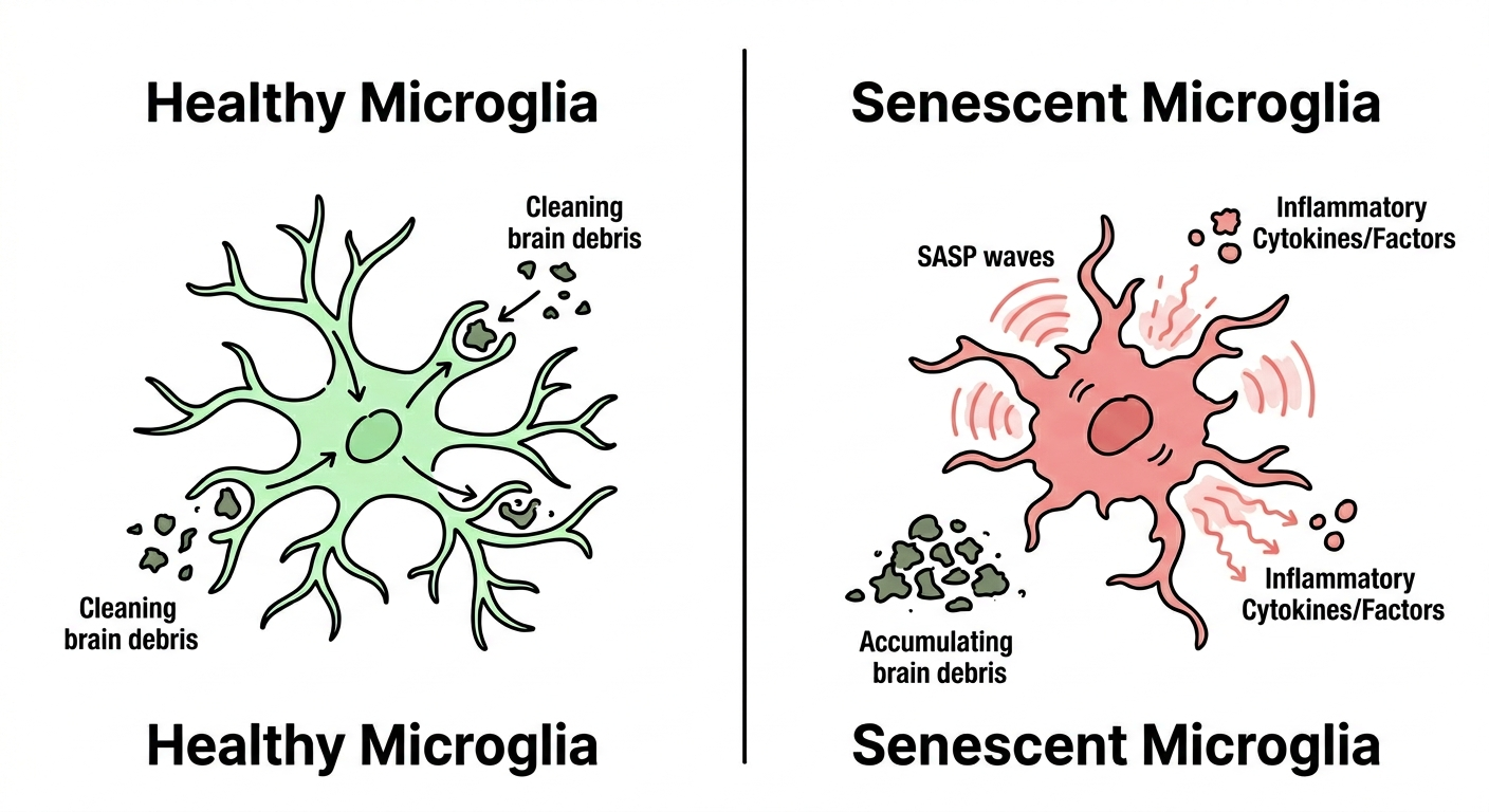 Healthy vs senescent microglia comparison