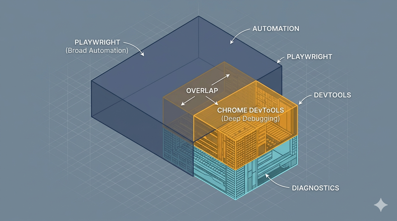 The overlap and specialty distinction between Playwright and Chrome DevTools MCP.