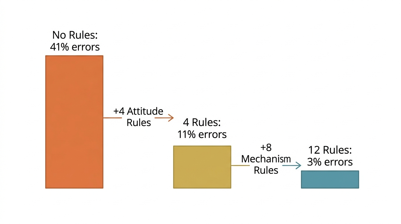 Error rate reduction: 41% to 11% to 3%