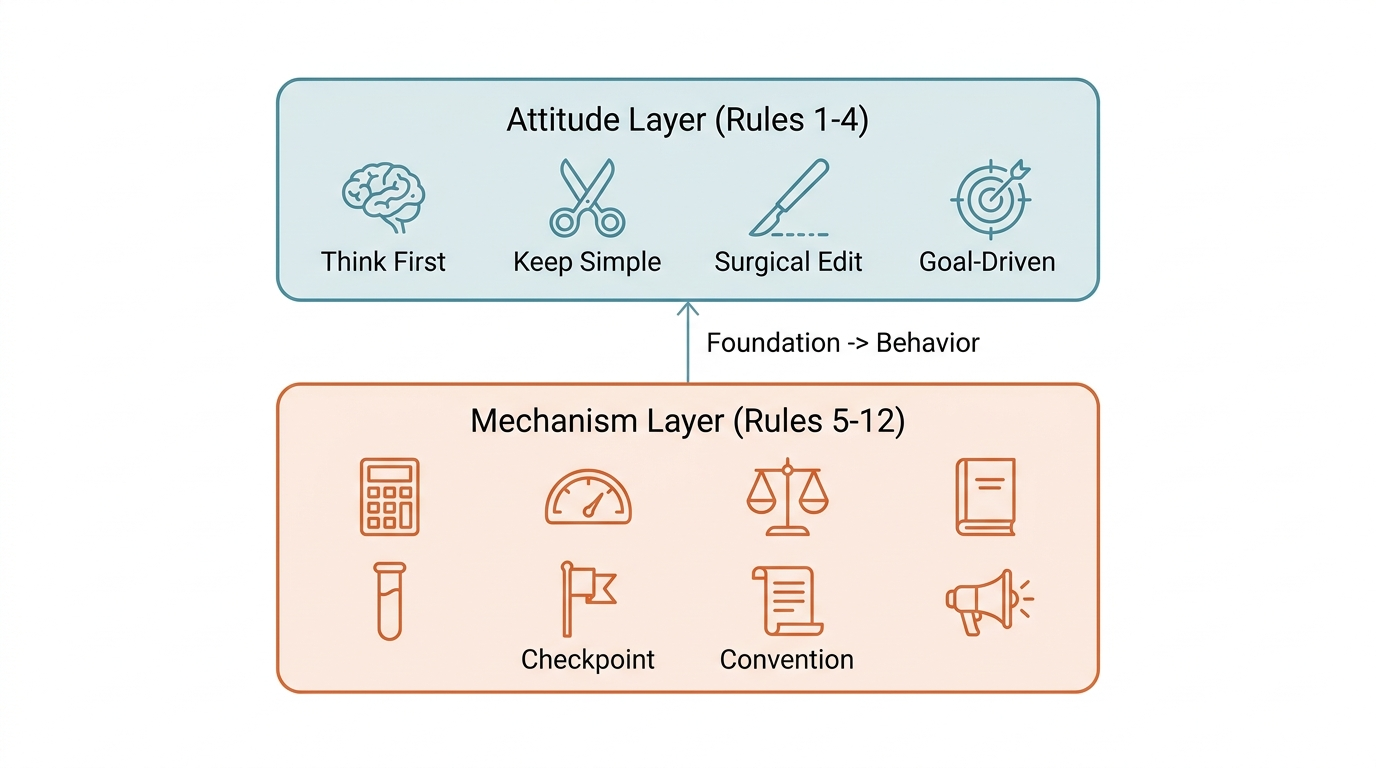12 Rules Framework: Attitude Layer vs Mechanism Layer
