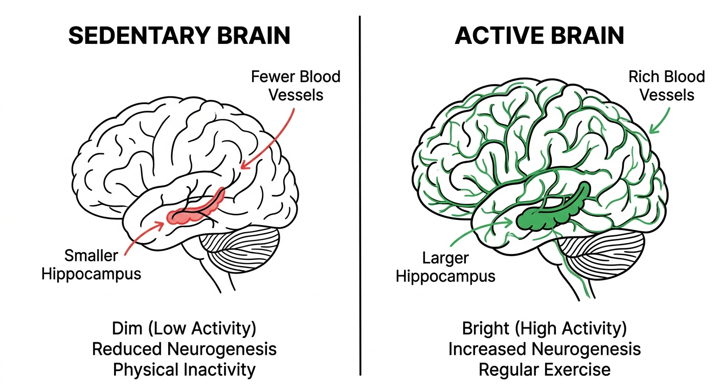 Sedentary vs active brain differences