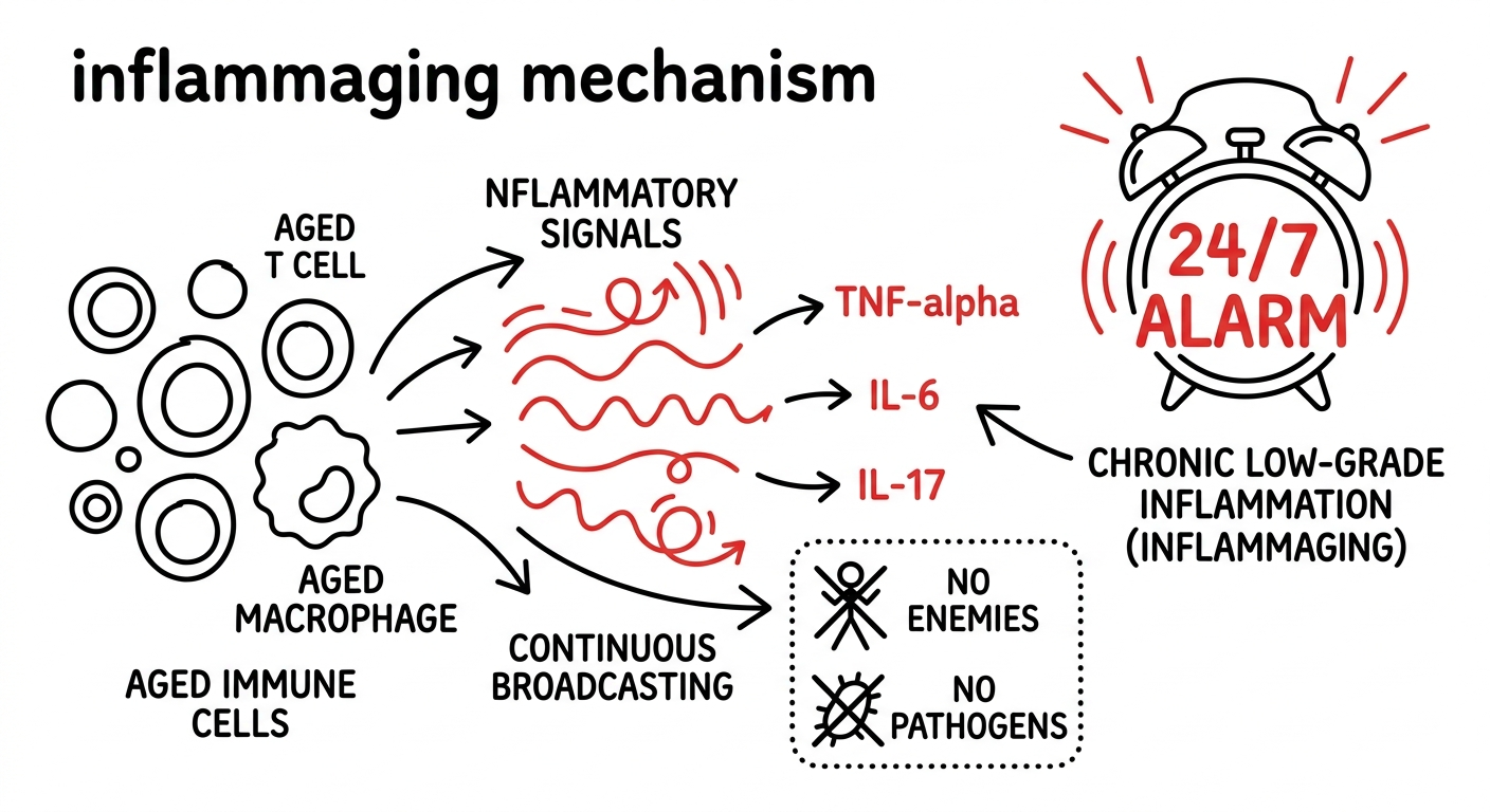 Chronic inflammation mechanism in immunosenescence