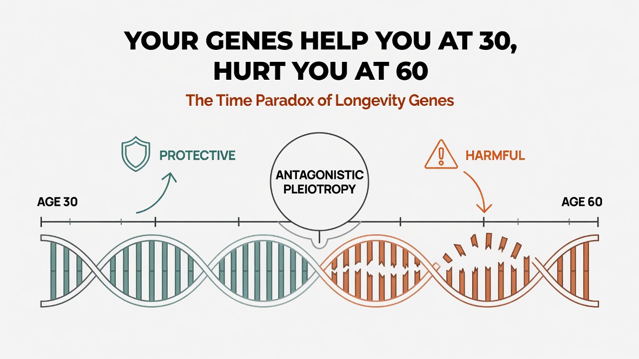 Your Genes Help You at 30, Hurt You at 60 — The Time Paradox of Longevity Genes