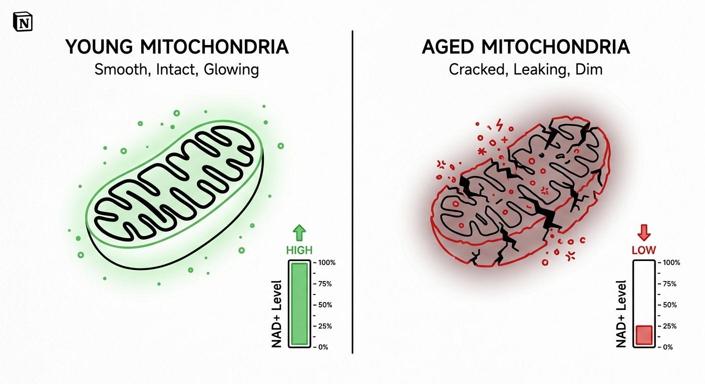 Young vs aged mitochondria