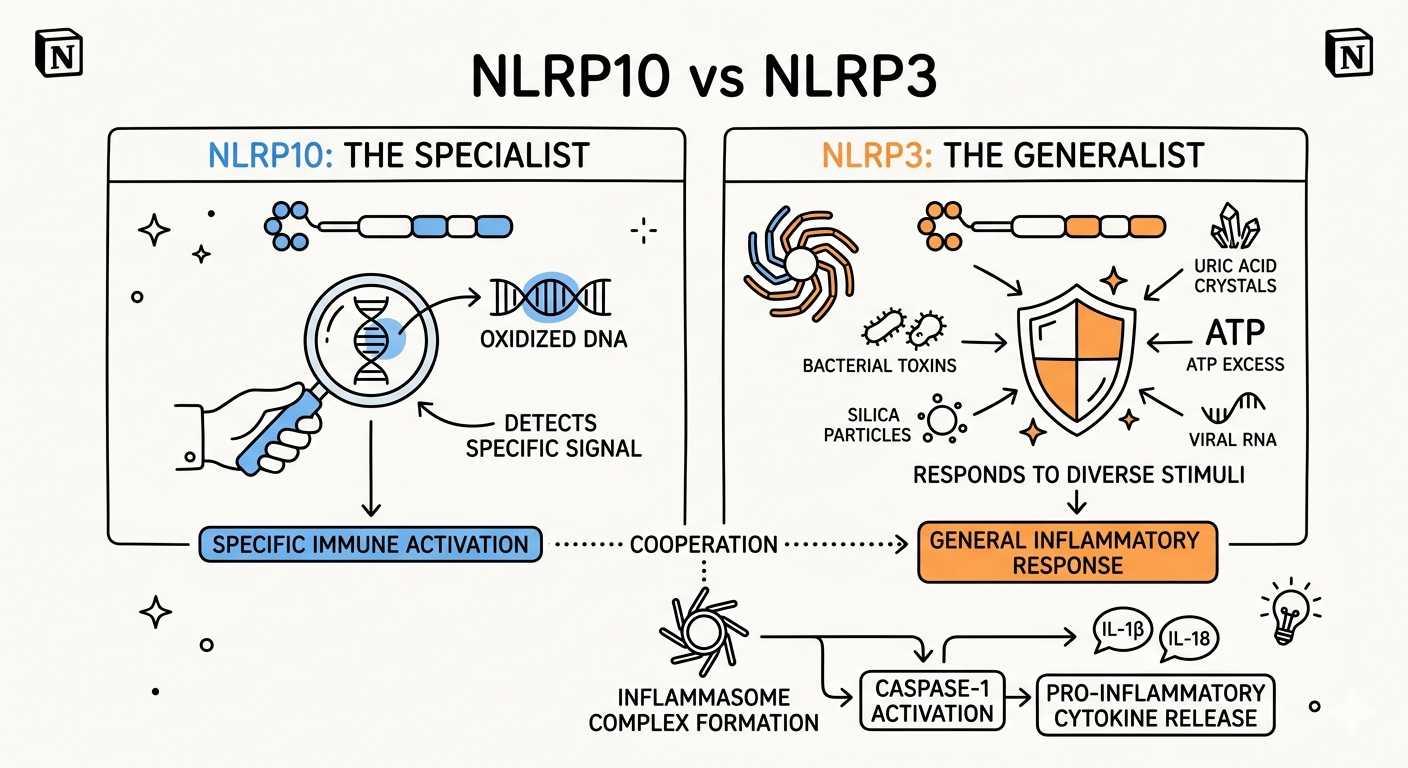 NLRP10 vs NLRP3 functional comparison