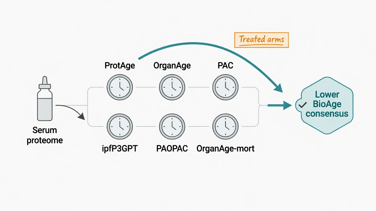 Six proteomic aging clocks agree on lower biological age under treatment