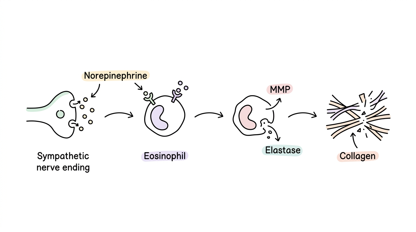Norepinephrine activates eosinophils in stressed skin