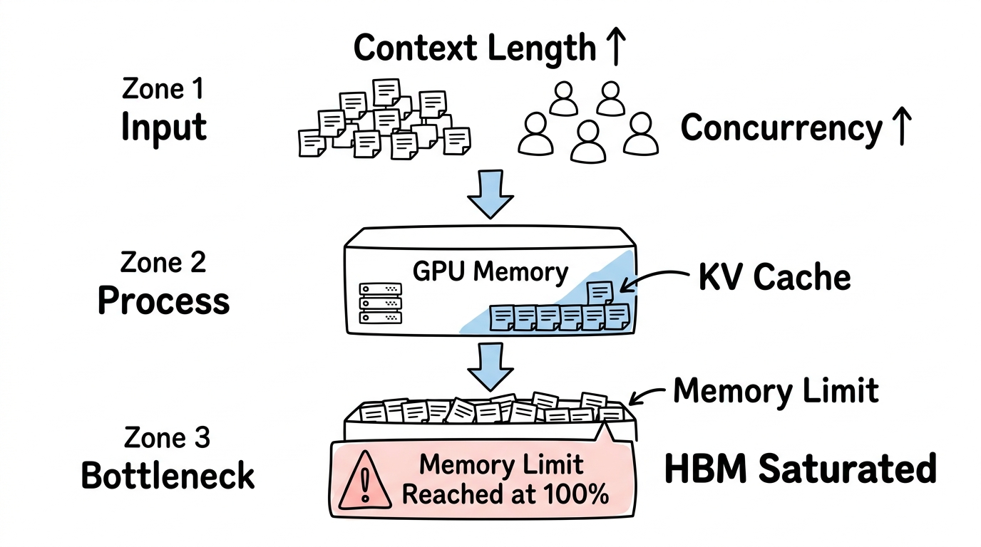 How KV cache becomes a memory bottleneck